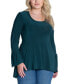 Plus Size Long Bell Sleeve High Low Tunic Top