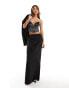 NA-KD x Claire Rose tailored maxi skirt in black