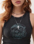 Cheap Monday jersey rib vest top with rhinestone skull graphic in washed black