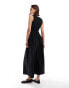 Mango drop waist midi dress in black