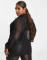 ASOS DESIGN Curve oversized mesh shirt in black - BLACK