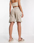 ASOS DESIGN longline cargo short with contrast stitch in mushroom