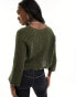 ONLY wide sleeve crochet top in dark khaki