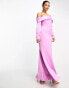 Something New corsetted off the shoulder maxi dress in purple satin