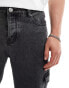 Liquor N Poker relaxed cargo jean with strap in black wash