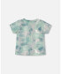 Boy Organic Cotton Printed T-Shirt Green Jungle Leaves Print - Child