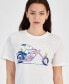 Juniors' Snoopy Moto Graphic T-Shirt