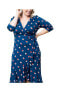 Plus Size Flirty Flounce Midi Wrap Dress with 3/4 Sleeves