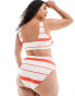 ASOS DESIGN Curve Mia mix & match high leg high waist bikini bottom in tomato stripe