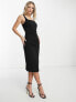 Urban Revivo square neck straight midi dress in black