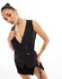 Kaiia exclusive sleeveless buckle side waistcoat in black