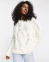 ASOS DESIGN hand knitted cable jumper in cream