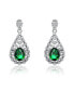 Sterling Silver Clear and Green Cubic Zirconia Accent Drop Earrings