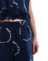 COLLUSION long line boxer short co ord in blue tie dye print