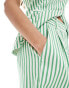 ASOS DESIGN longline high waisted tailored short co-ord in green stripe