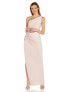 Adrianna Papell 301578 Women's Metallic Knit One Shoulder Gwn, Joyful Blush, 14