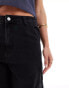 DTT Petite Dom straight leg cargo jeans in washed black