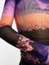 AFRM kaylee long sleeve mesh top with floral and zebra print