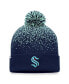 Men's Deep Sea Blue Seattle Kraken Iconic Gradient Cuffed Knit Hat with Pom