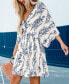 Women's Romantic Floral Dolman Sleeve Mini Beach Dress