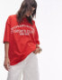 Topshop Champs Elysse oversized graphic tee in red