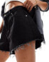 Sixth June high waisted denim shorts in washed black