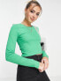 Monki long sleeve top in green