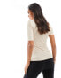 Mango soft touch high neck t-shirt in beige