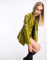 The Frolic patent croc tailored blazer co-ord in fern green