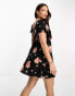 ASOS DESIGN Tall crochet bardot mini dress in dark floral print