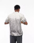 Topman short sleeve relaxed revere lino hand printed shirt in ecru