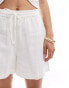 Pieces crinkle tie waist shorts co-ord in white