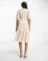 French Connection tiered midi smock dress in beige gingham