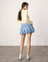 ASOS DESIGN denim puff skirt in lightwash blue