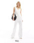 4th & Reckless Tall exclusive tailored linen look wide leg trousers co-ord in white