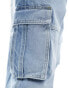 Bershka baggy cargo in dark washed blue