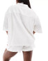 Aria Cove linen blend beach shirt co-ord in white