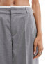 Stradivarius Tall tailored wide leg trouser with micro reversed waistband in grey