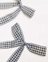 DesignB London pack of 2 black gingham ribbon hair bows