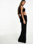 ASOS DESIGN slinky cut out maxi dress with contrast binding in black