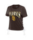 Women's Brown San Diego Padres Side Lace-Up Cropped T-shirt