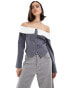 Extro & Vert corset bandeau blazer top in grey stripe