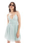 ASOS DESIGN strappy back cotton dobby sundress in sage