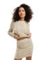 Object fringed knitted jumper co-ord in cream