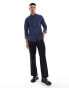 ASOS DESIGN slim shirt with button down collar in navy polka dot