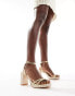 Glamorous Wide Fit braided espdrille heeled sandals in gold