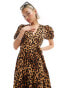 Glamorous volume wrap dress in leopard