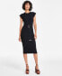 Women's Textured-Knit Cap-Sleeve Midi Dress