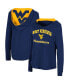 Women's Navy West Virginia Mountaineers Catalina Hoodie Long Sleeve T-Shirt