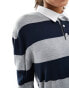 Stradivarius STR oversized polo top in stripe